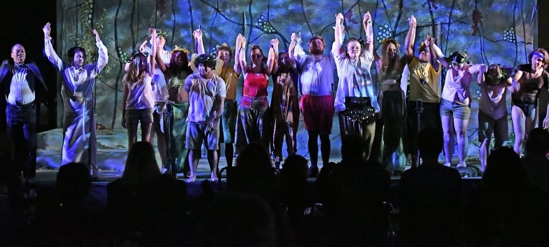 Actors taking a bow during the final curtain call of the 2021 summer production of A Midsummer Night's Dream