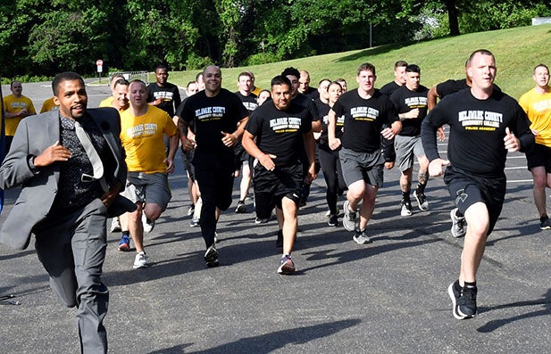 Police Academy cadets, College staff finishing run