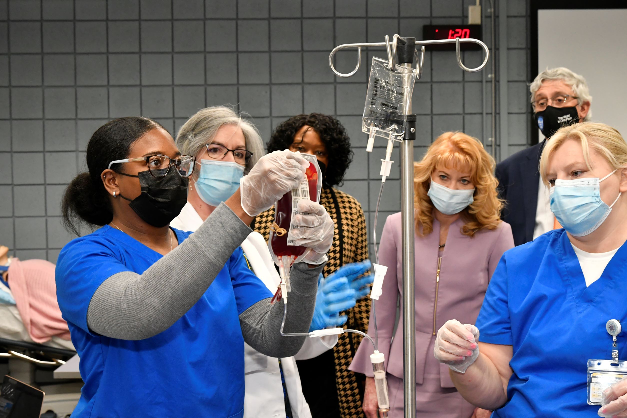 A Treasurer Stacy Garrity visits the College’s Nursing Simulation Laboratory at the Marple Campus in Delaware County to promote the PA 529 College and Career Savings Program. From left: a nursing student; Nursing Clinical Instructor Anne-Marie Guthrie; College President Dr. L. Joy Gates Black; PA Treasurer Stacy Garrity; PA Senator Tim Kearney; a nursing student.