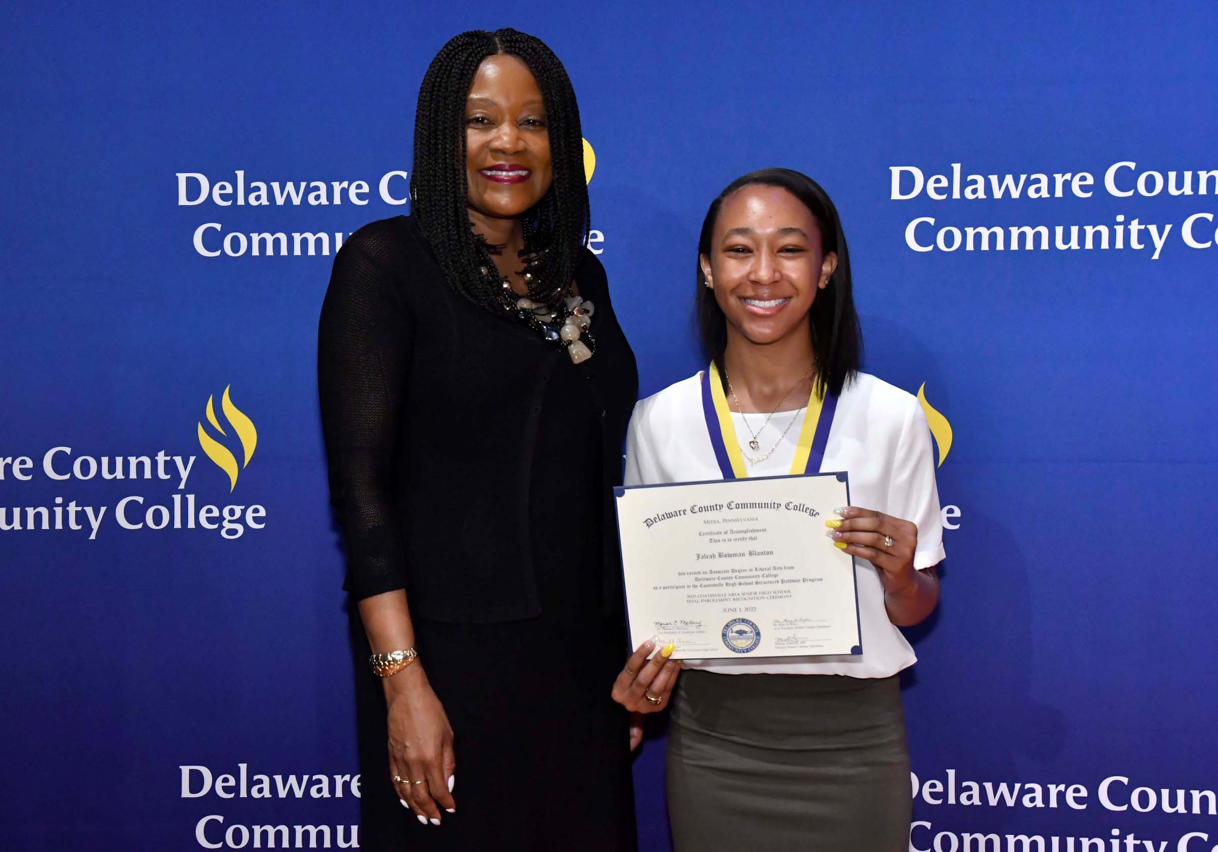 Dr. L. Joy Gates Black with CASH High School Dual Enrollment student Jaleah Bowman-Blanton