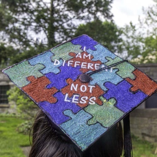Graduation cap with puzzle design
