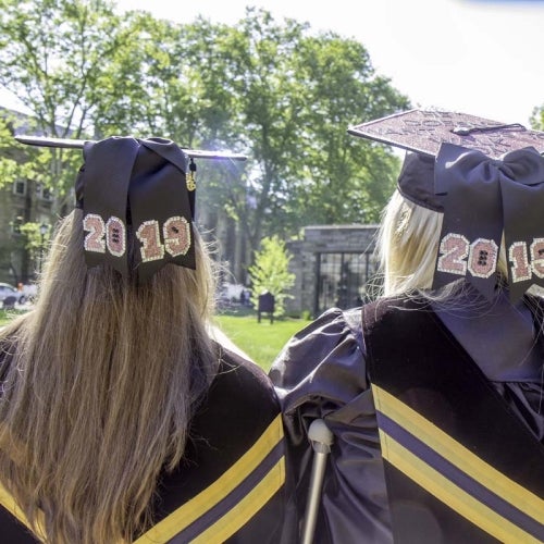 Grads with 2019 on the backs of their caps