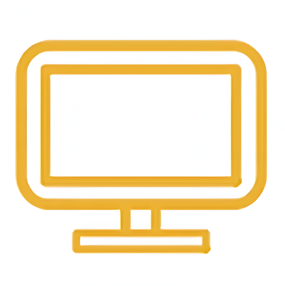 Gold computer monitor icon representing online services or virtual learning.