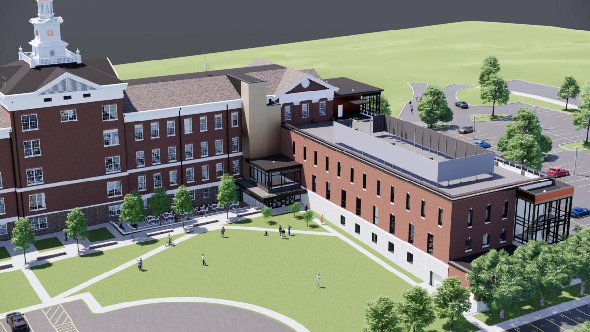 Rendering of exterior view of new Southeast Center from the back