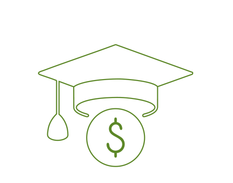 graphic of grad cap with dollar sign