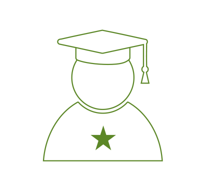 graphic of a human figure wearing a graduation cap