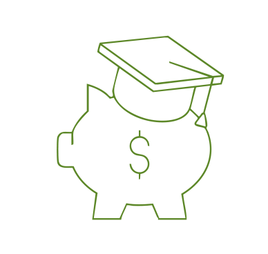 graphic of piggy bank with grad cap