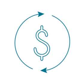 graphic of a dollar sign with arrows creating a circle around it
