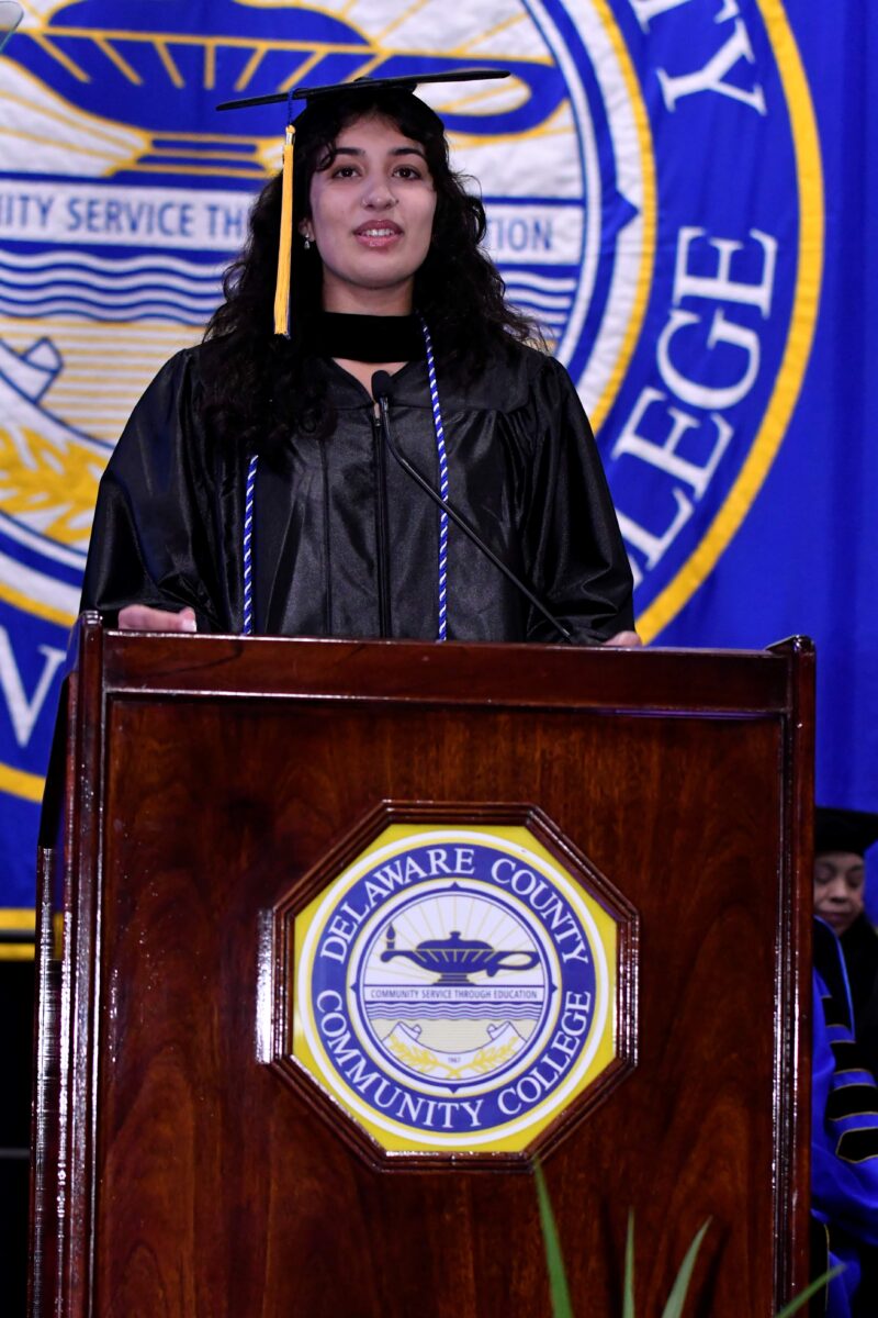 Student speaker Saroor Dhanju of Chester Springs.