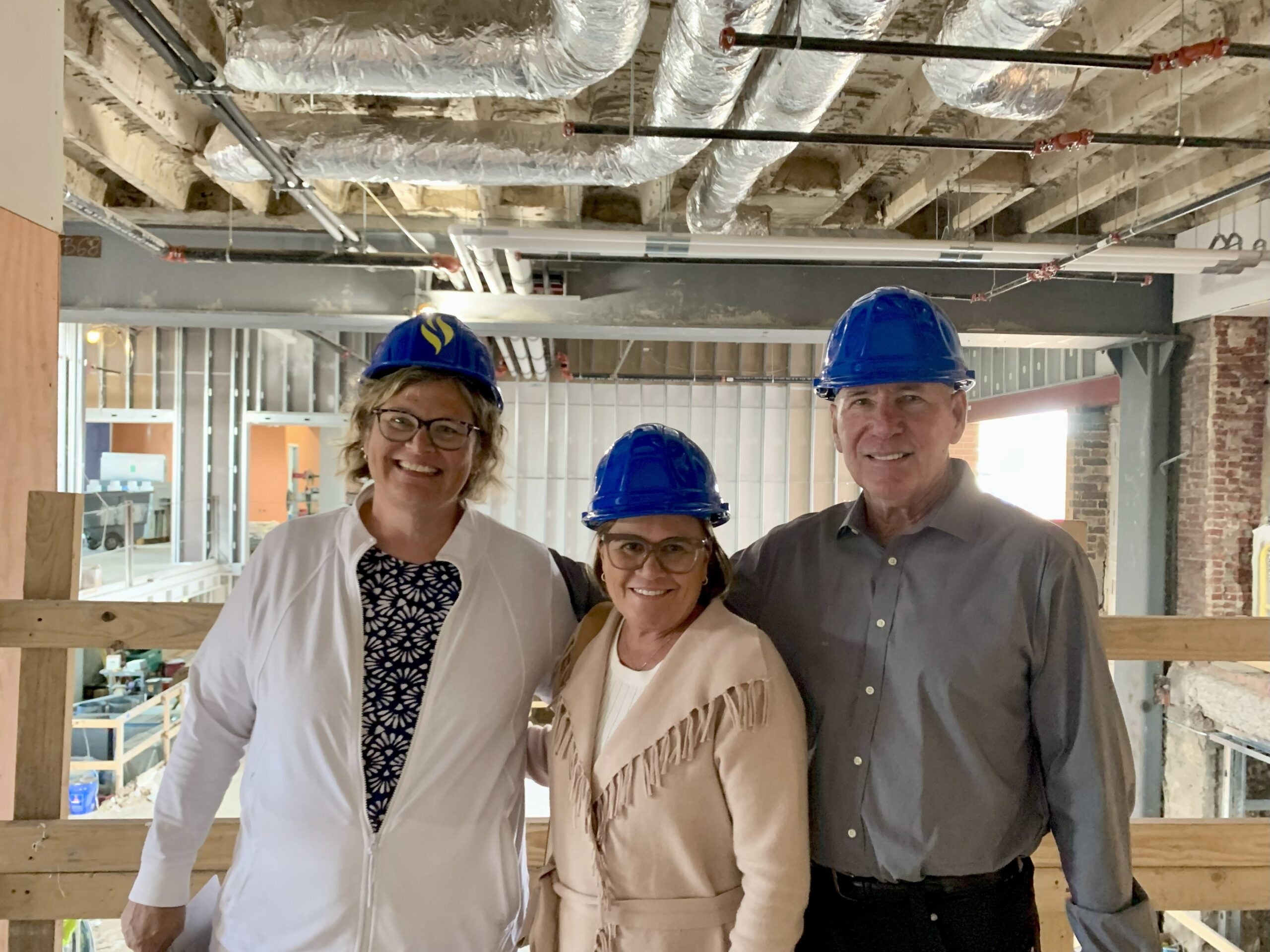 (L to R) DCCC Vice President, Workforce and Economic Development Karen Kozachyn with philanthropists Sharon and Andrew Kelleher, who have launched the Kelleher Family Foundation $250,000 Match Challenge in support of DCCC’s upcoming new Southeast Center in Drexel Hill.