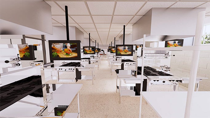 Culinary Arts kitchen space rendering