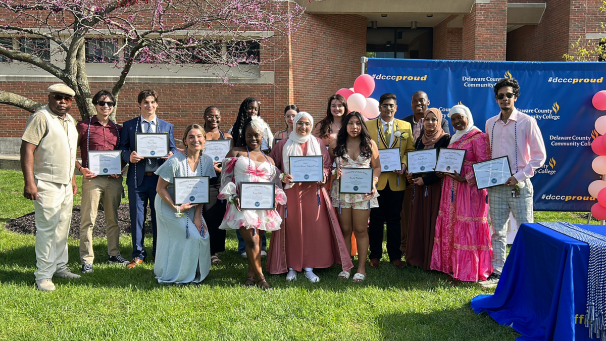 Delaware County Community College students and faculty during the Student Outreach Programming Board's "Final Bloom of the Season" event.