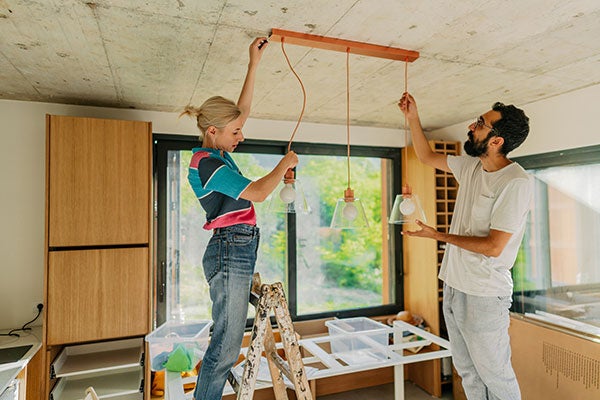 Couple hanging light fixture