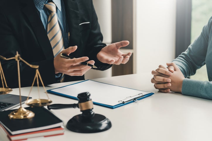 Lawyer meeting with client