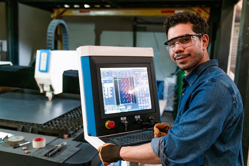 Student working at computer monitor
