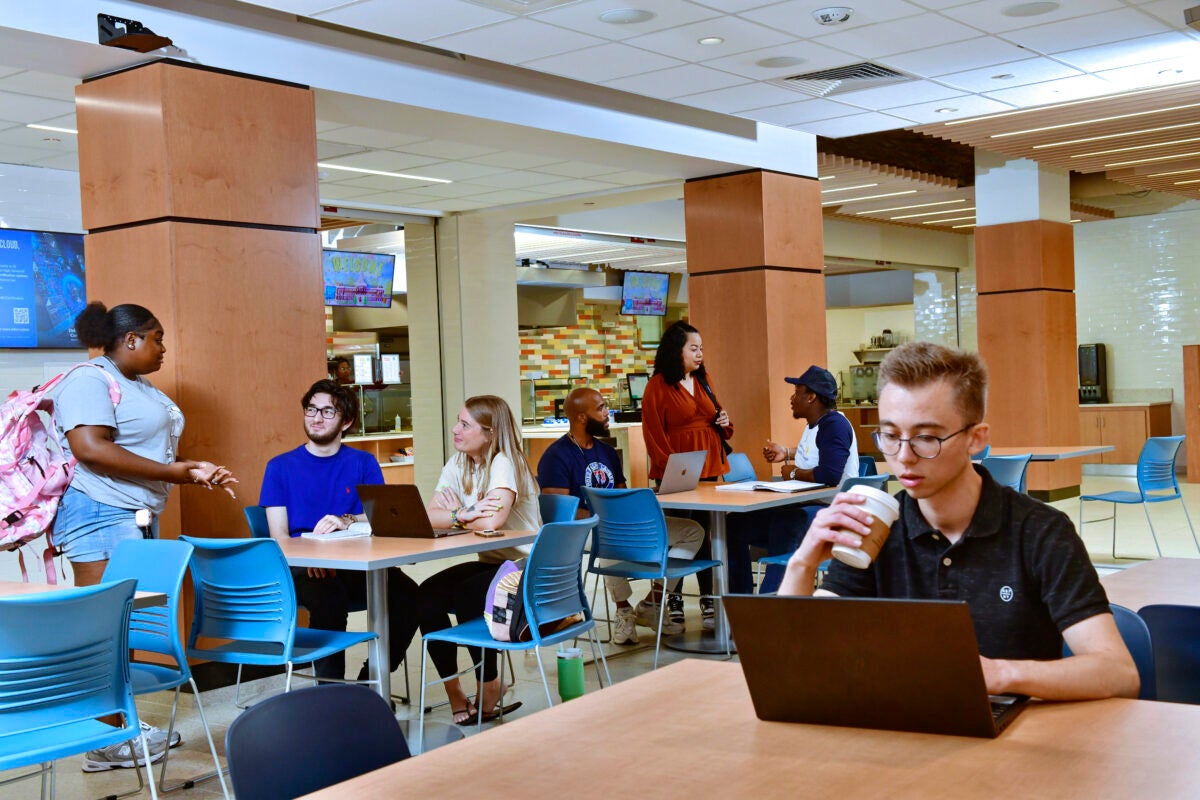 Student using a laptop at DCCC's Southeast Center.